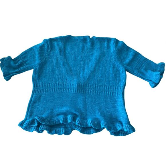 August Silk Blue Textured Cropped Cardigan Blouse Size M - Picture 4 of 5